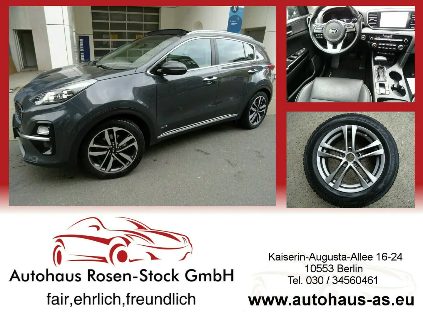 Kia Sportage 2,0 Diesel Spirit 4WD Autom,AHK,Leder,360° Gris - 1