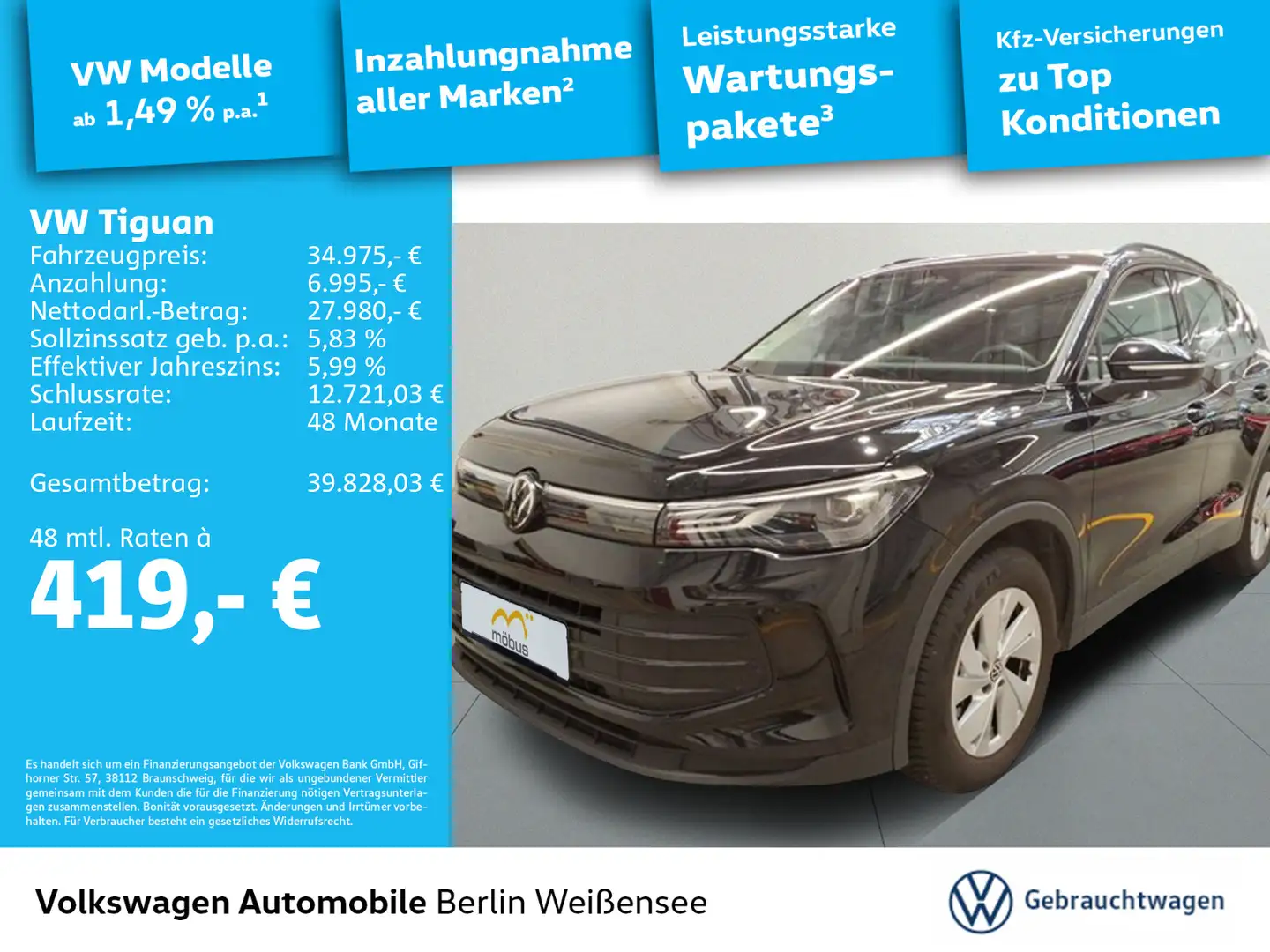 Volkswagen Tiguan 1.5 eTSI DSG*ASG*LED*PDC*SIDE-ASSIST*RFK* Schwarz - 1