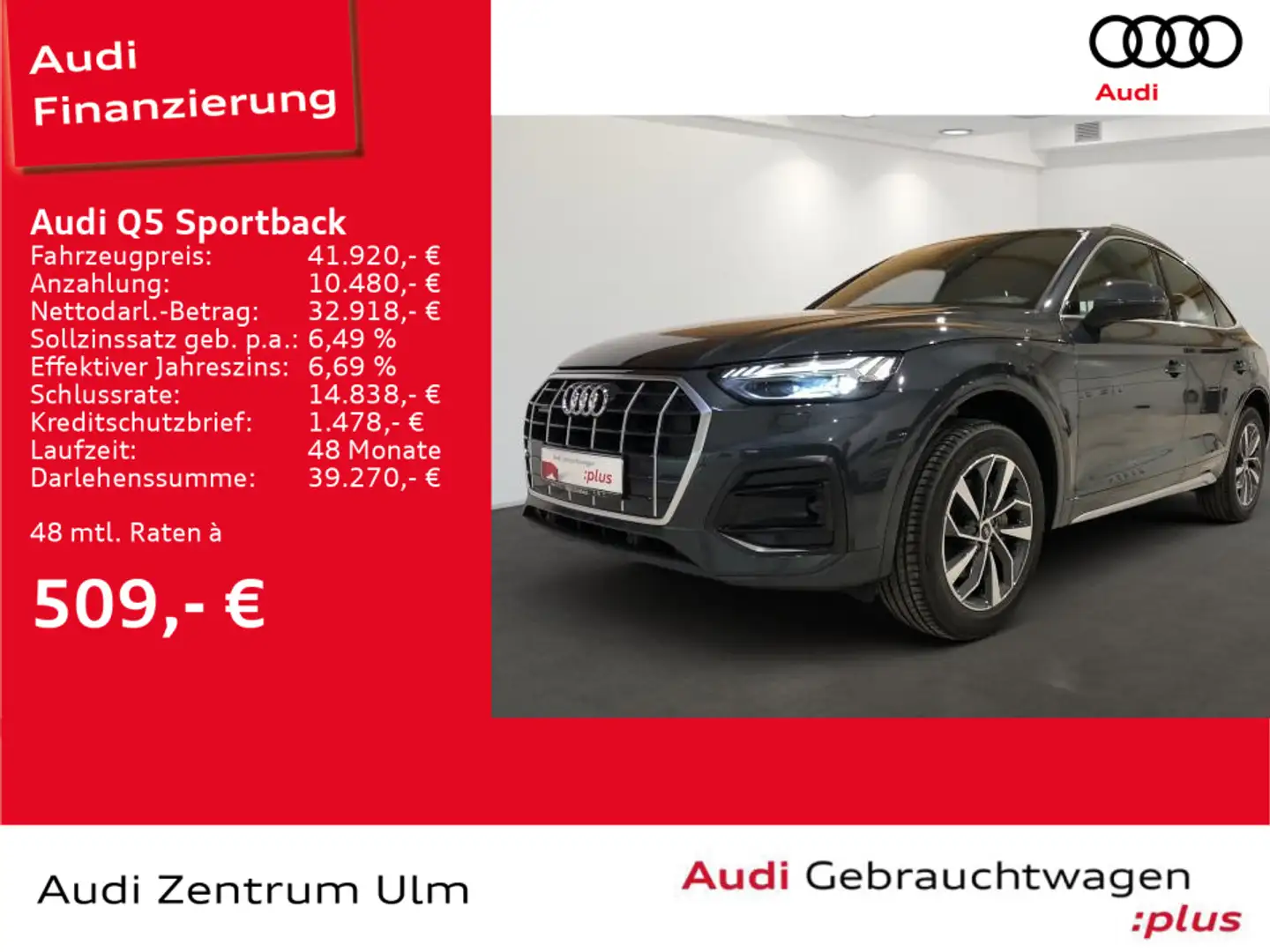 Audi Q5 advanced 40 TFSI qu AHK LEDER NAVI Сірий - 1