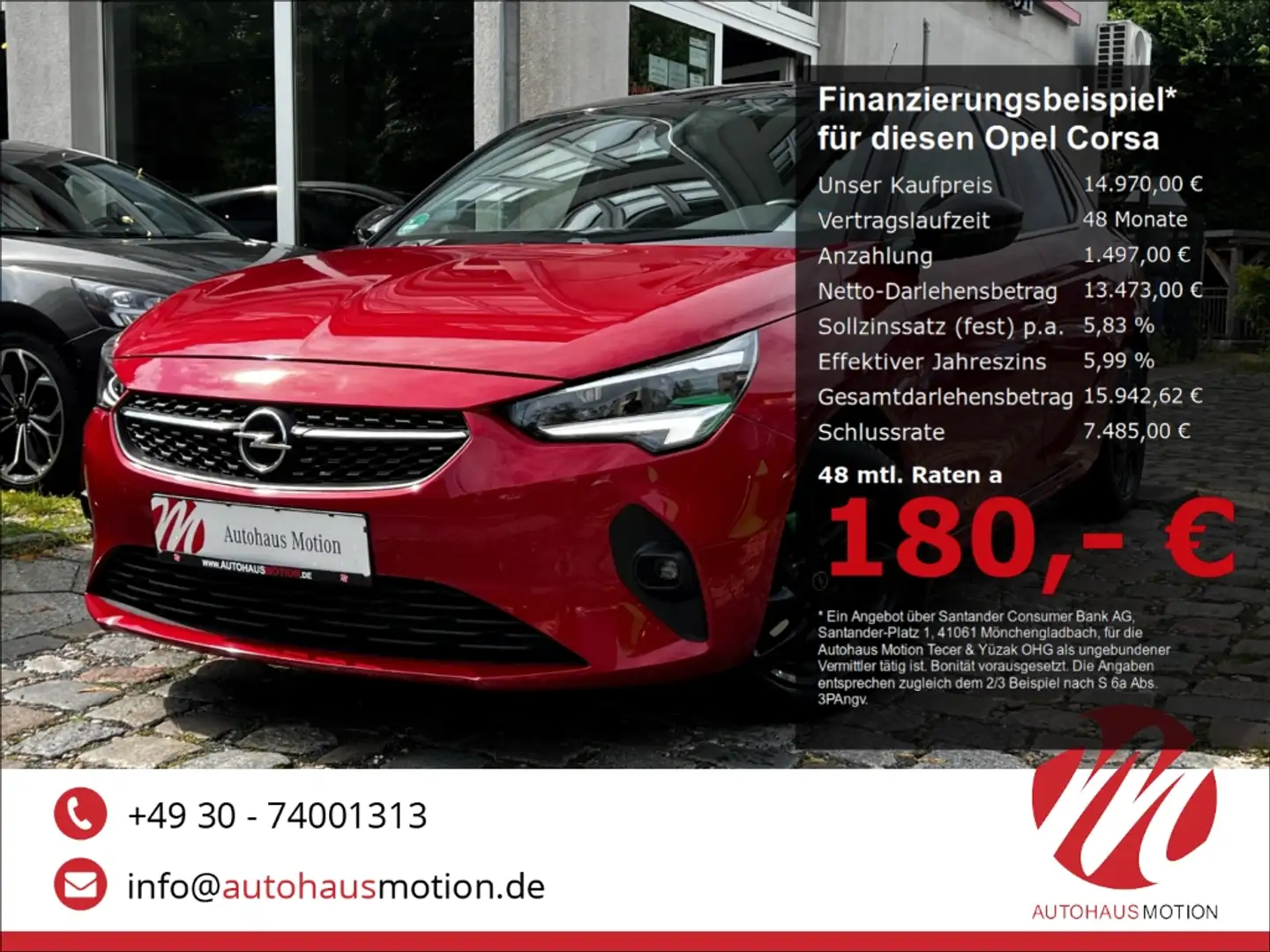Opel Corsa F Elegance 1.2 Turbo LED PDC NAVI Apple CarPlay Rouge - 1