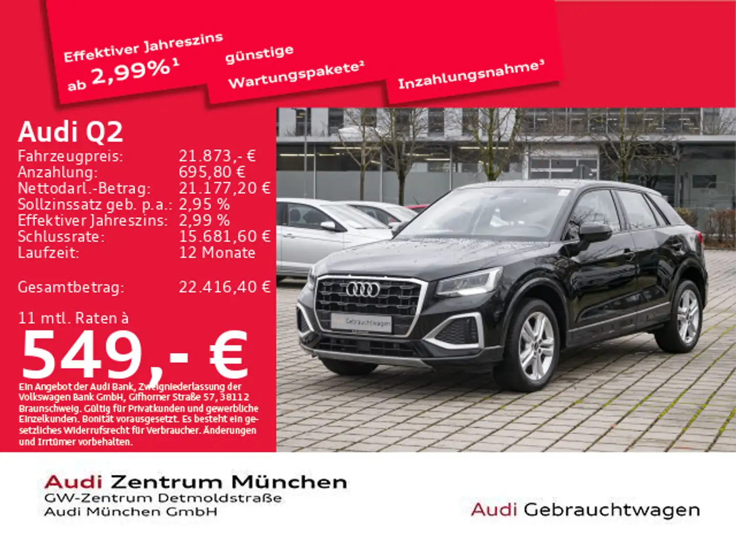 Audi Q2 30 TFSI advanced Navi/PDC Schwarz - 1