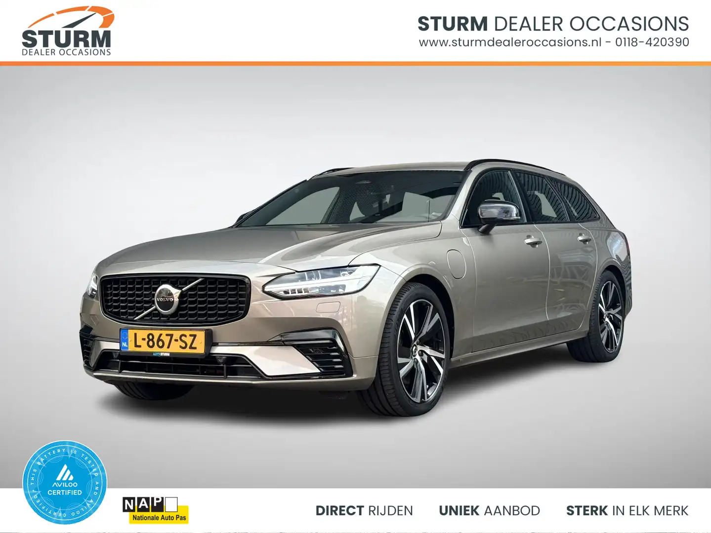 Volvo V90 2.0 T6 AWD R-Design SoH 96% NL-Auto, Trekhaak Uitk Gris - 1
