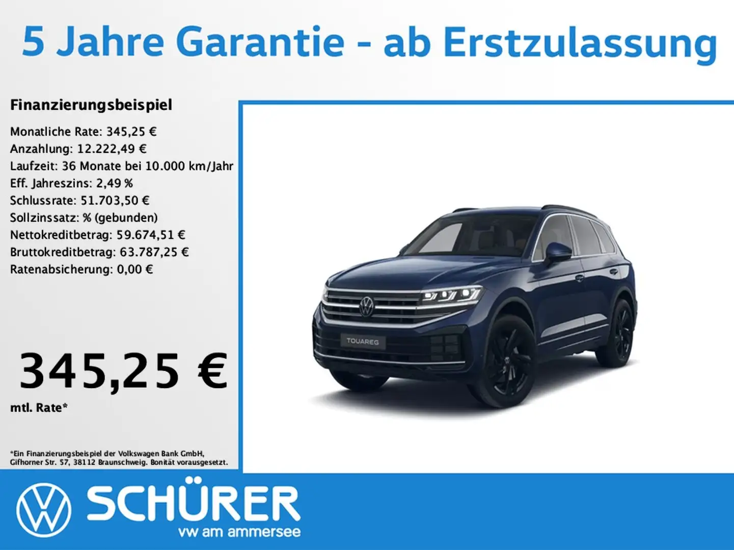 Volkswagen Touareg 3.0TDI 4Motion Elegance AHK Allradlenkung Leder... Blau - 1