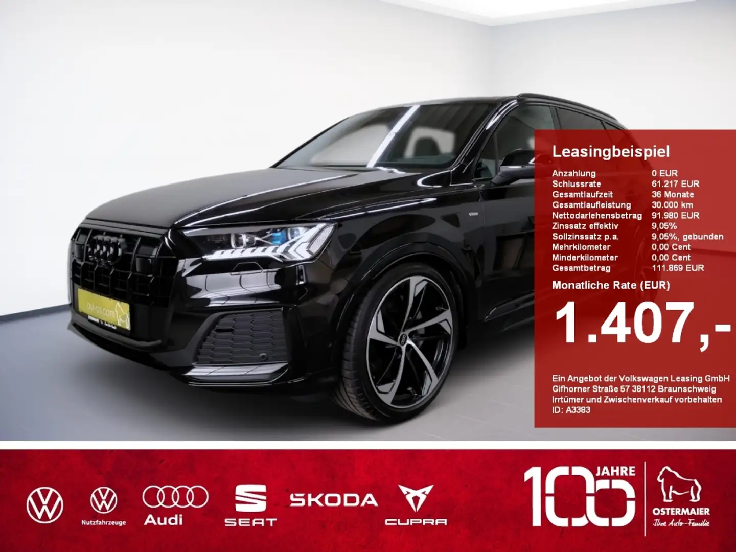 Audi Q7 S-LINE 50TDI 7-SITZE.STDHZG.PANO.B&O.LASER.22Z.HuD Negro - 1