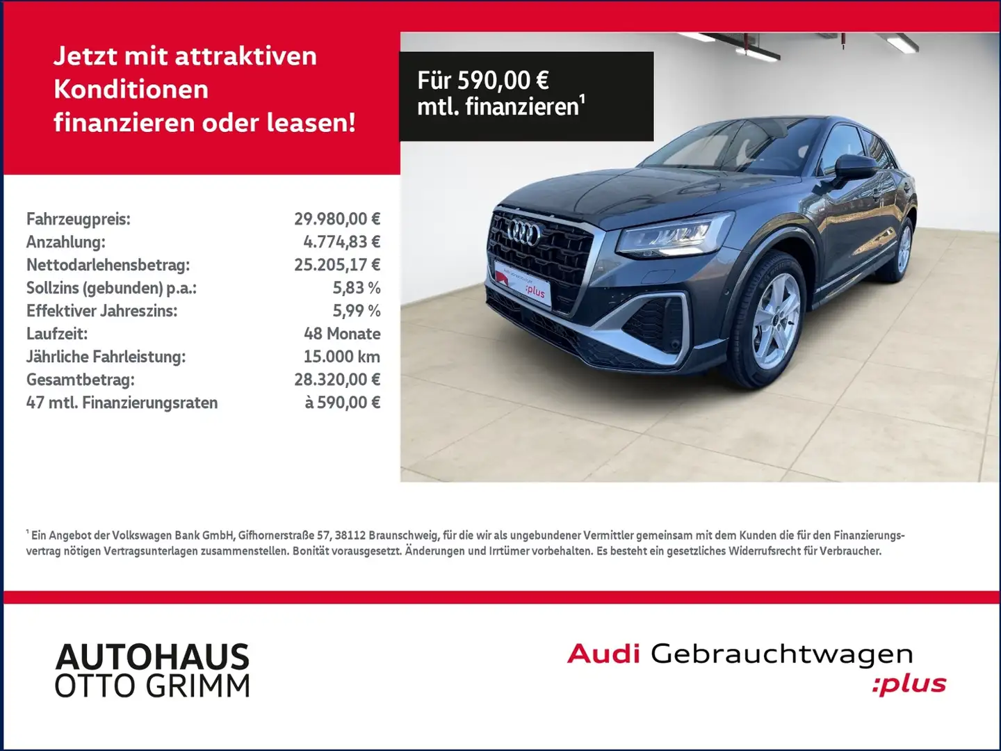 Audi Q2 30 TFSI S line KLIMA LED Grau - 1
