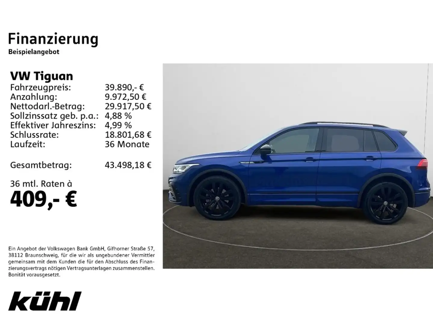 Volkswagen Tiguan 2.0 TSI DSG 4M R-Line Navi,AHK,LM20 Blau - 2