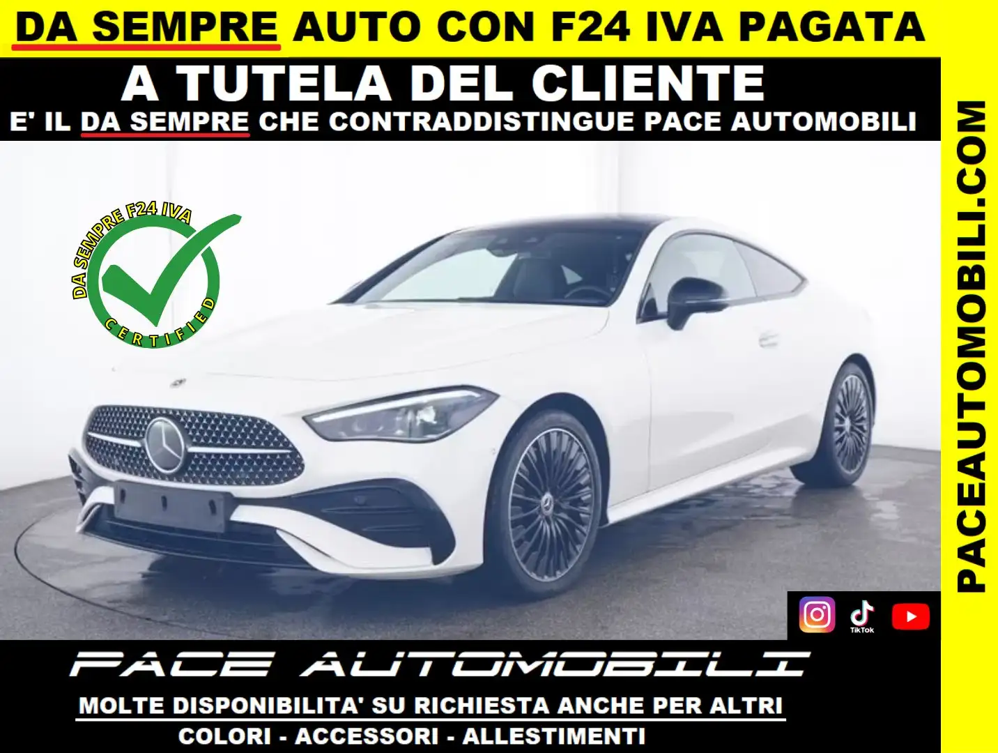 Mercedes-Benz CLE 200 i COUPE AMG PREMIUM NIGHT PACK NAVI 19" TETTO Bianco - 1