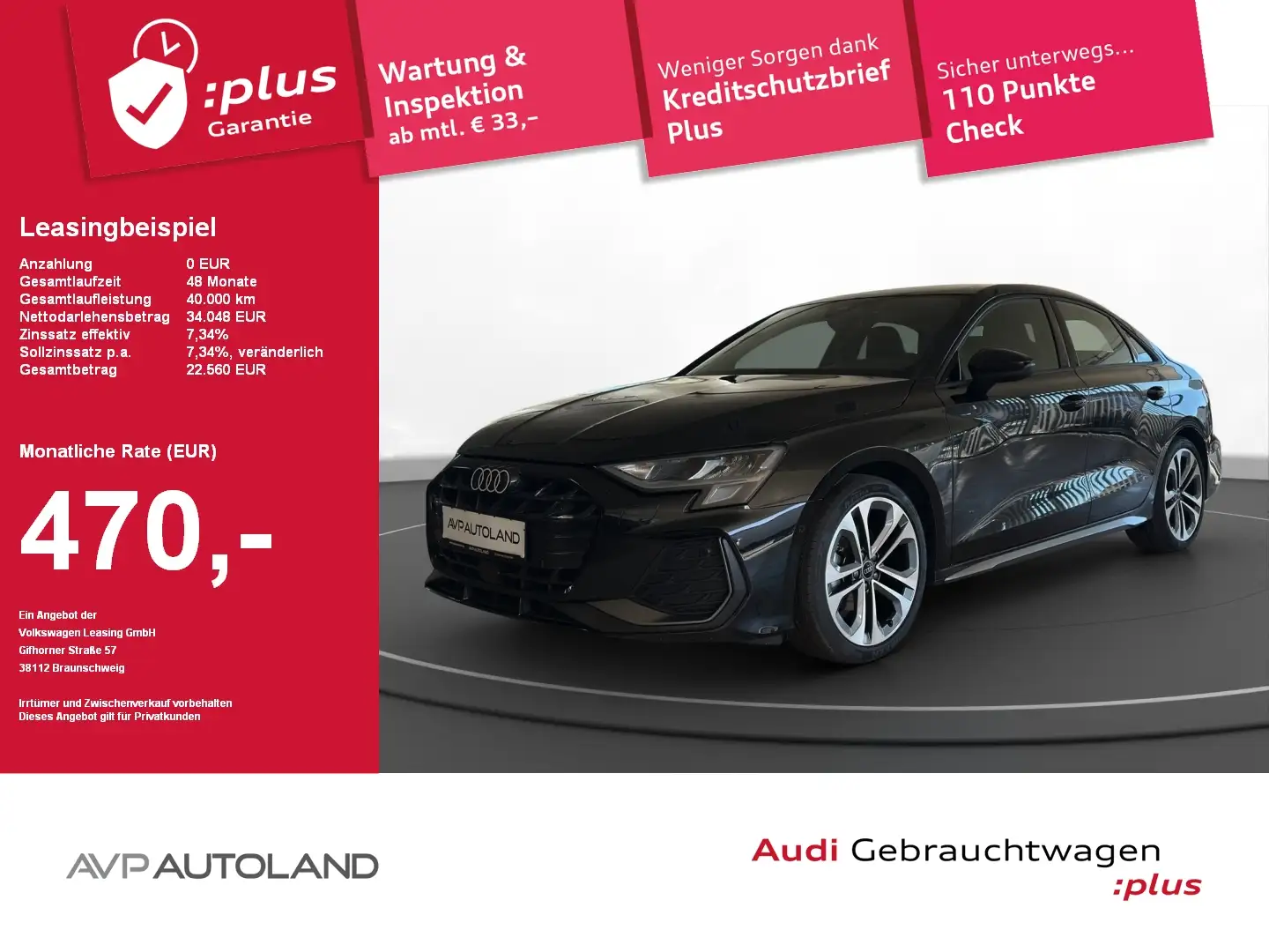 Audi A3 Limousine 35 TFSI S tronic S line Facelift Schwarz - 1