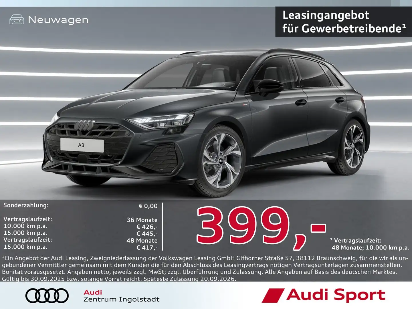 Audi A3 SB S line 30 TFSI S tronic UPE 47.270,- Grau - 2