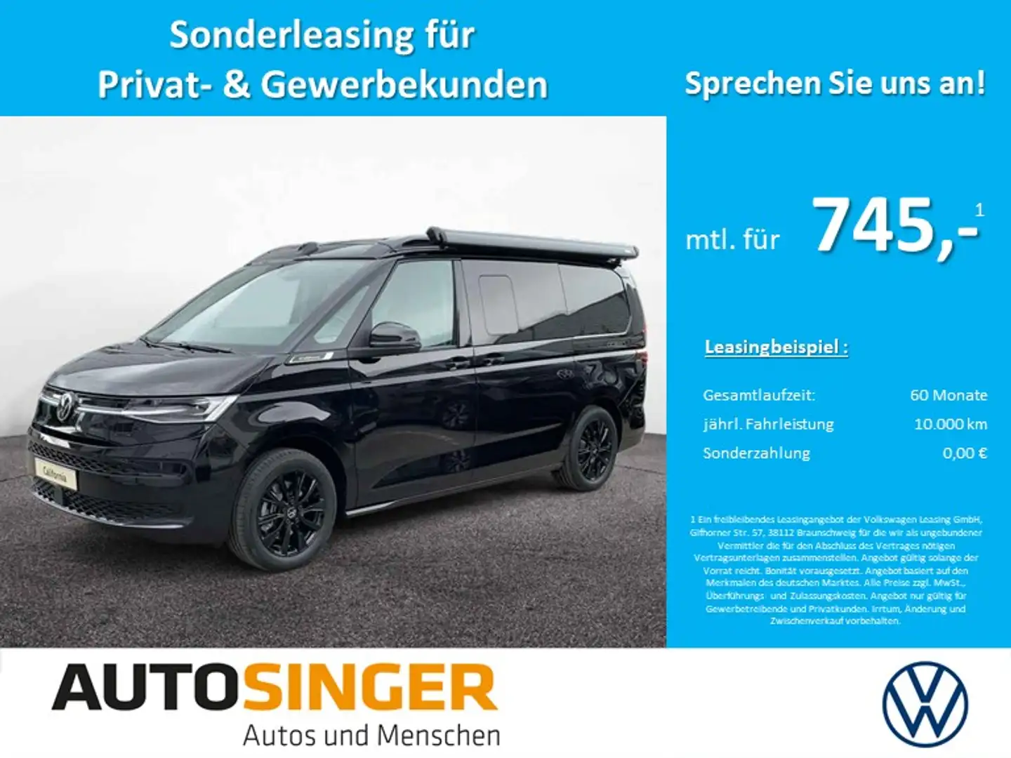 Volkswagen T7 California Ocean eHybrid AHK*ELEK.TÜR*360 Černá - 2