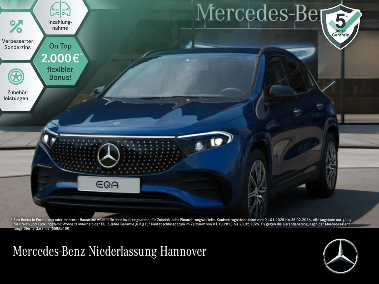 Mercedes-Benz EQA 300 4M AMG+NIGHT+PREMIUM+360+MEMORY+BURMESTER Bleu - 1
