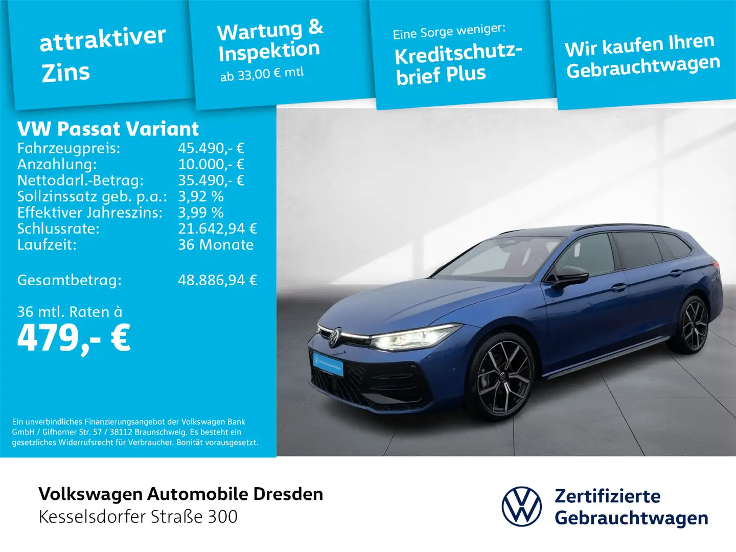 Volkswagen Passat Variant 2.0 TDI DSG R-Line AHZV Kamera Na Blau - 1