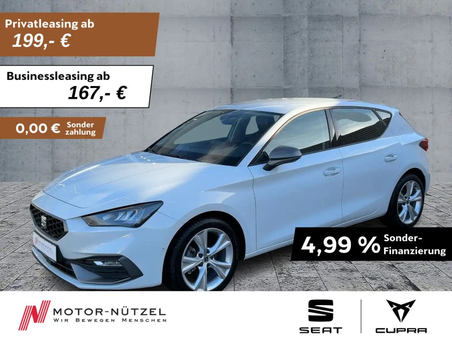 SEAT Leon 1.5 TSI FR-LINE LED+NAV+APP+ACC+SHZ+PDC+RFK Weiß - 1