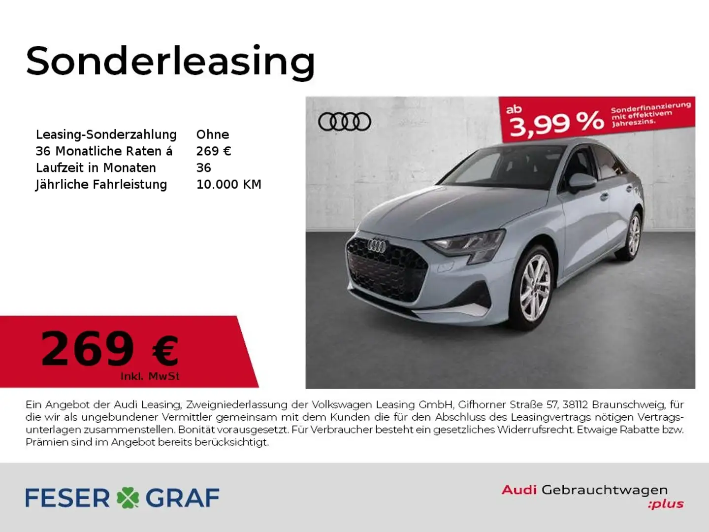 Audi A3 Lim. 30 TFSI advanced S tronic Rfk Navi LED Grau - 1