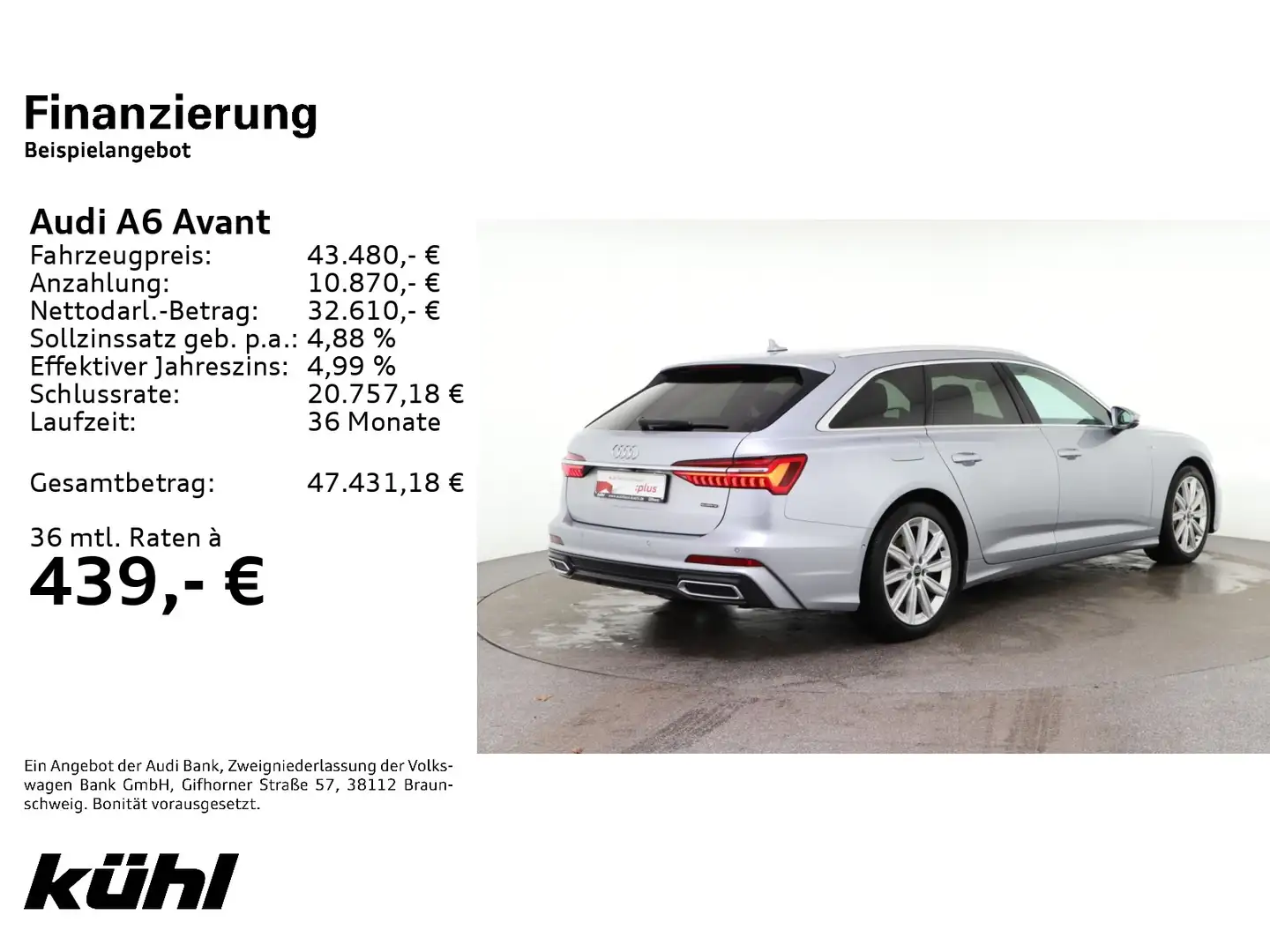 Audi A6 50 eTFSI Q S tronic S line Assistenz Hu Silber - 2