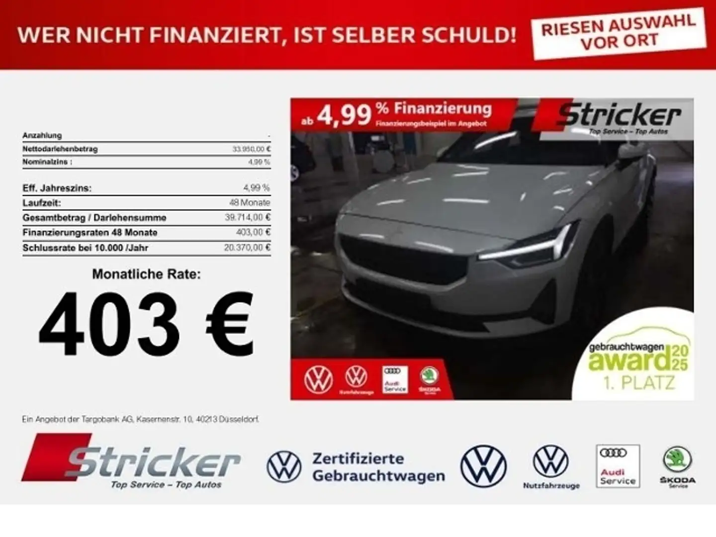 Polestar 2 Long Range Dual Motor 403,-ohne Anzahlung Pilot-L Weiß - 1