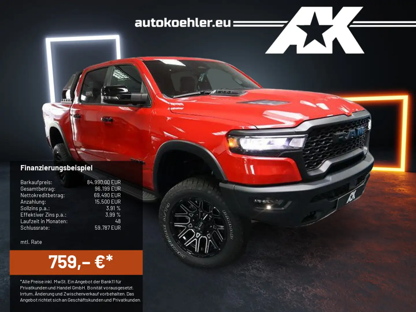Dodge RAM 1500 Rebel Night MY25,4"Bodylift,NAP,LaChant Red - 1