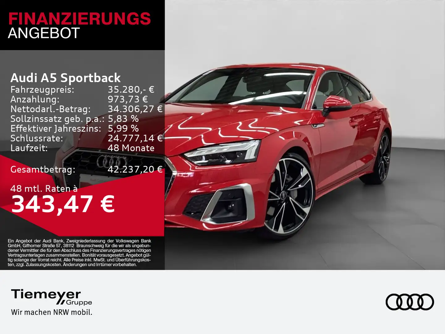 Audi A5 40 TFSI Q 2x S LINE ST.HEIZ MATRIX Rouge - 1