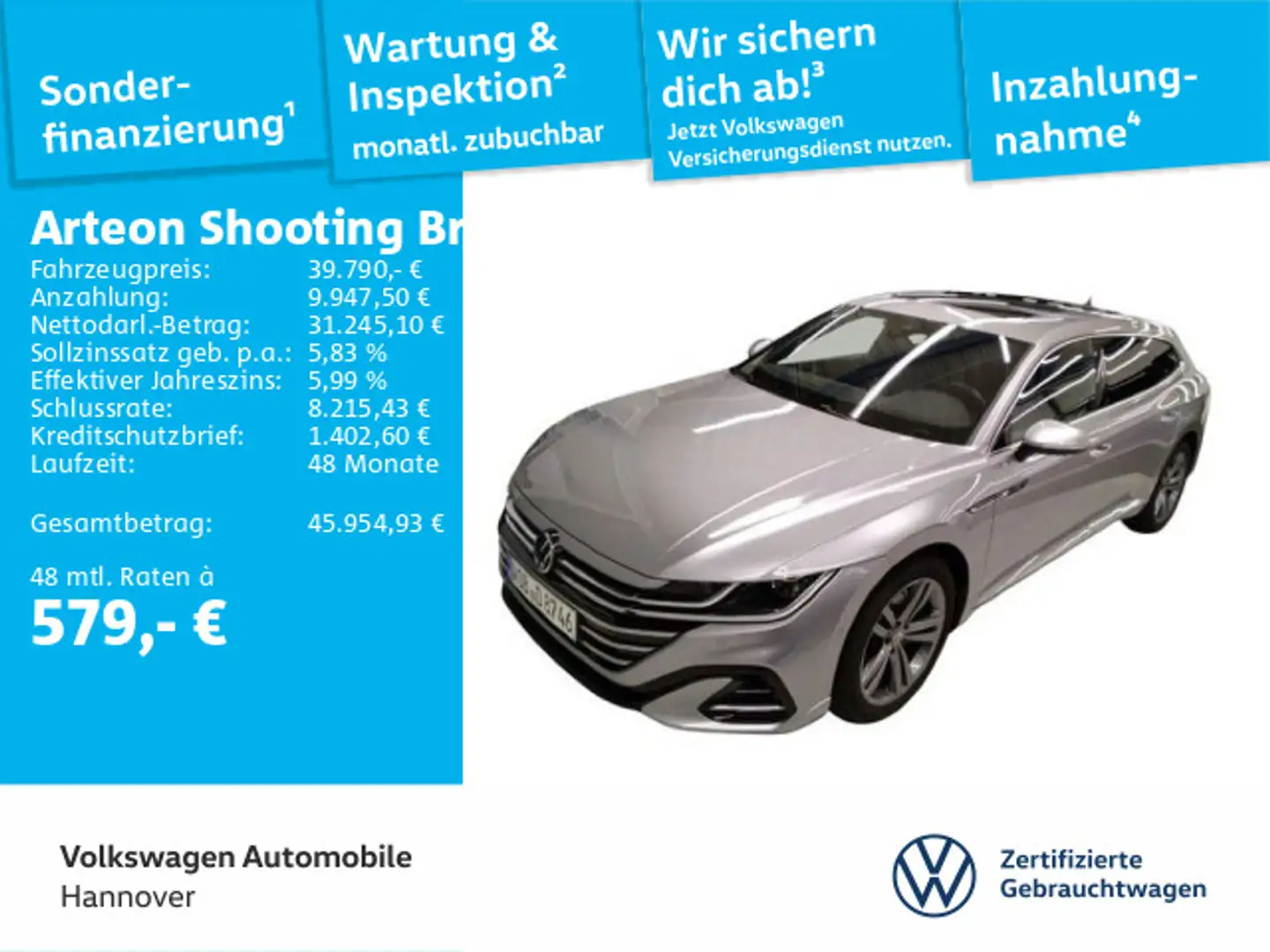 Volkswagen Arteon 2.0 TSI DSG 4M R-Line Navi Silber - 1