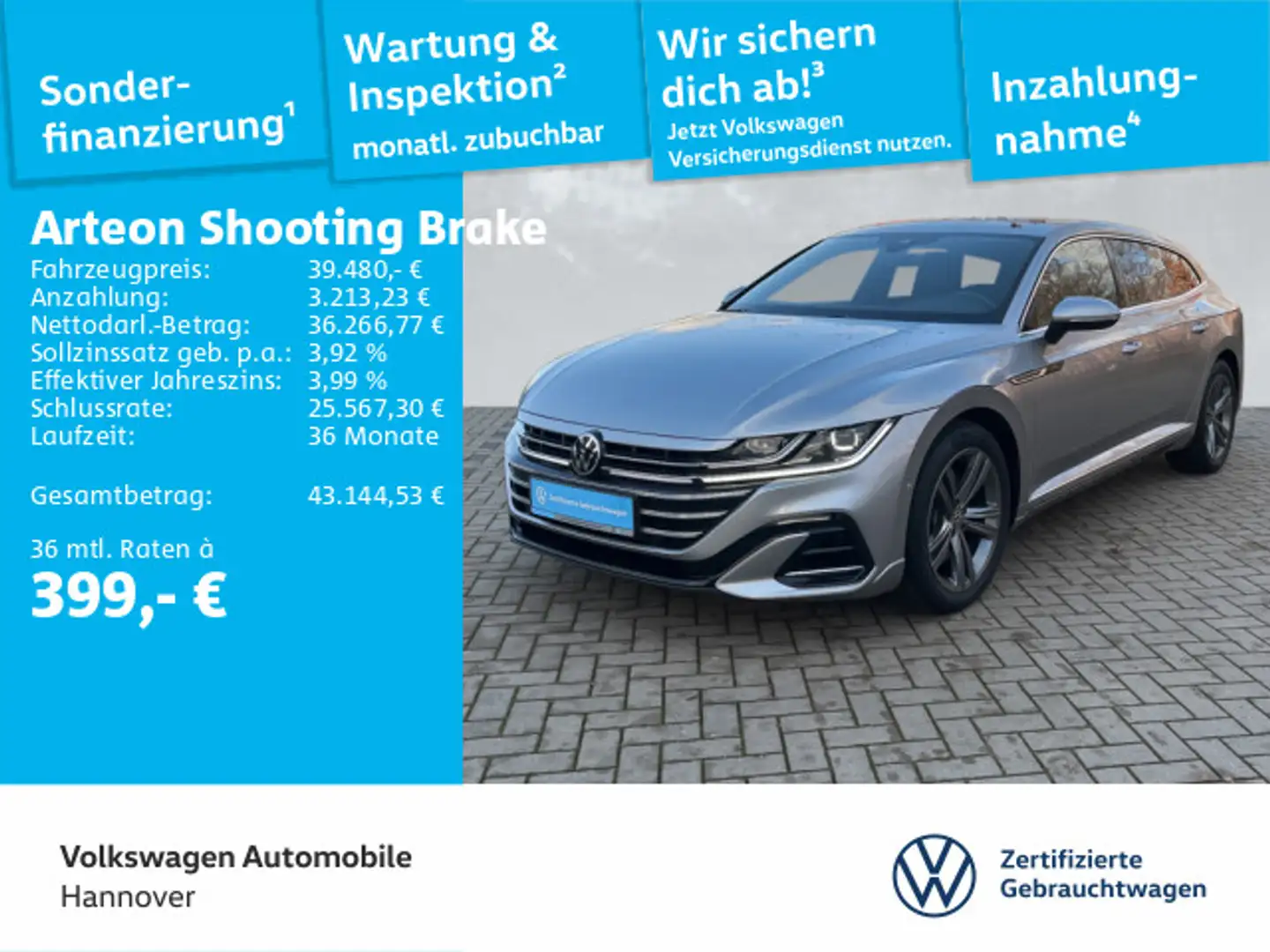 Volkswagen Arteon 2.0 TSI DSG 4M R-Line Navi Silber - 1