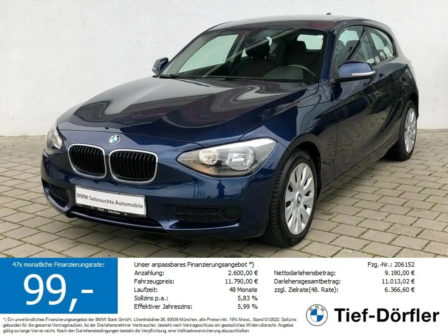 BMW 114 i 3-Türer SCHALTER/PDC/TOP! Bleu - 1