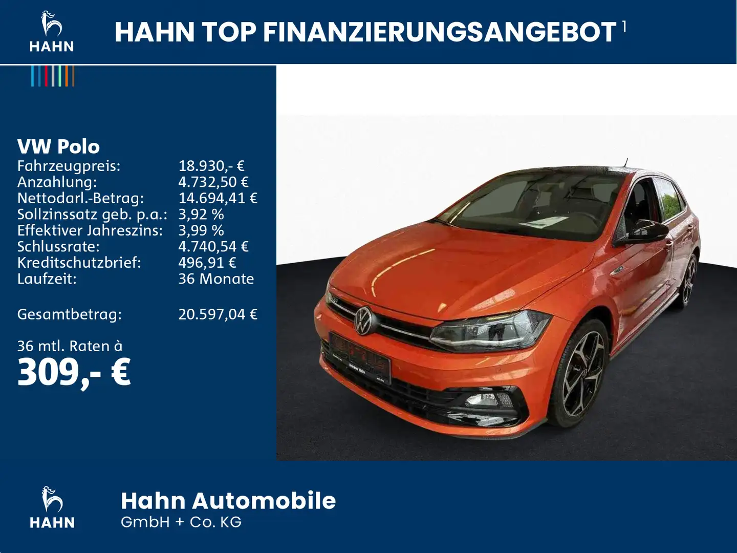 Volkswagen Polo 1.0 TSI Highline ACC Einparkh  LED Sitzhzg Orange - 2