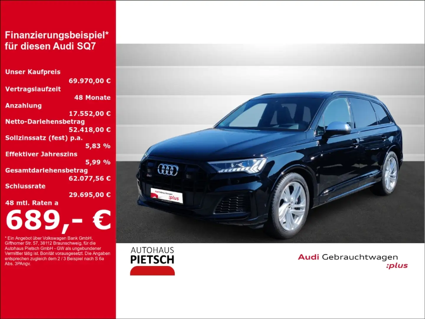 Audi SQ7 4.0 TFSI quattro Pano Standhzg Head-Up 360° Noir - 1