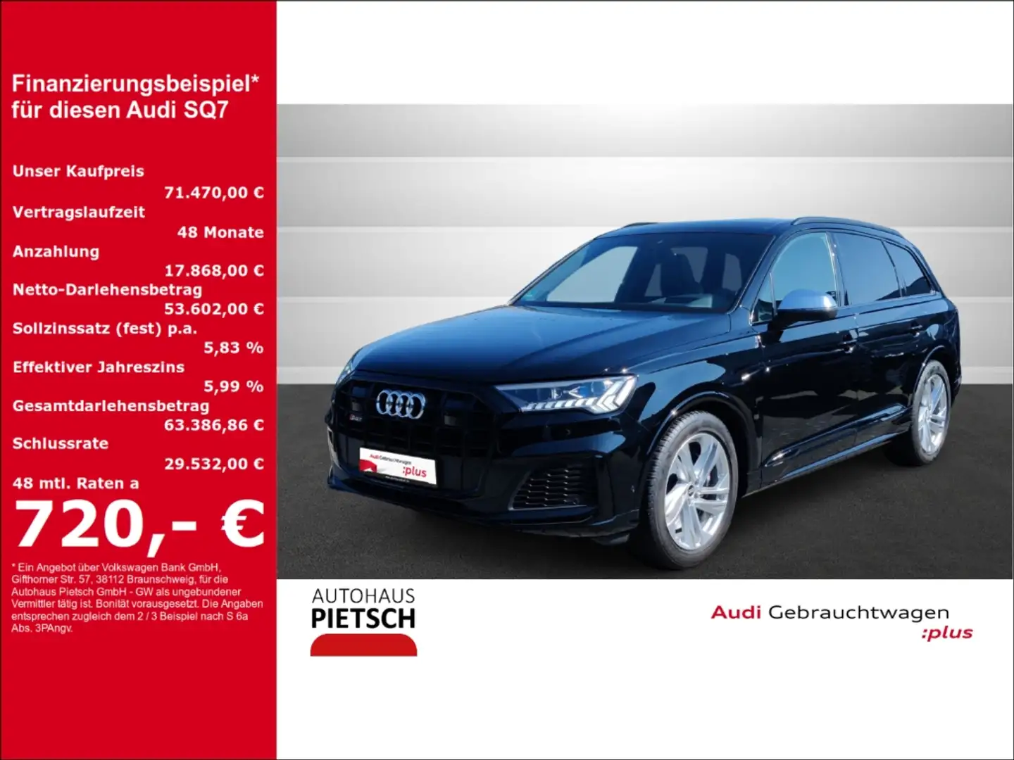 Audi SQ7 4.0 TFSI quattro Pano Standhzg Head-Up 360° Schwarz - 1