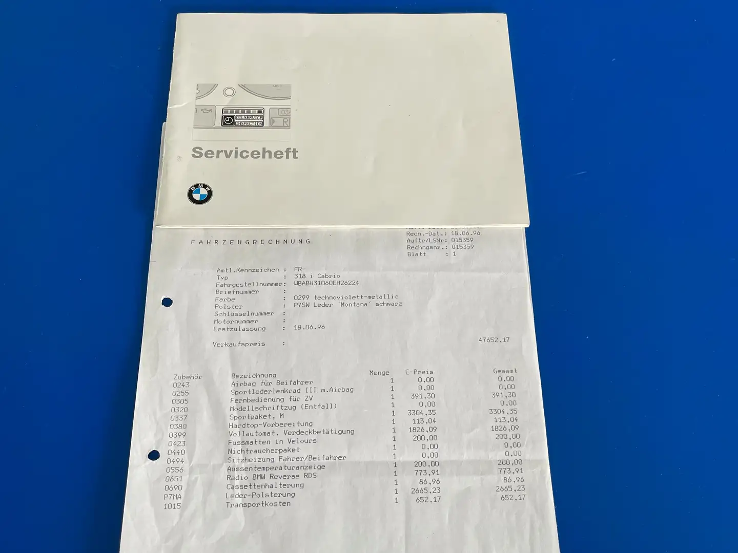BMW 318 E36 318i Cabrio M-Paket*1.Hand*Scheckheft*Original Violett - 1
