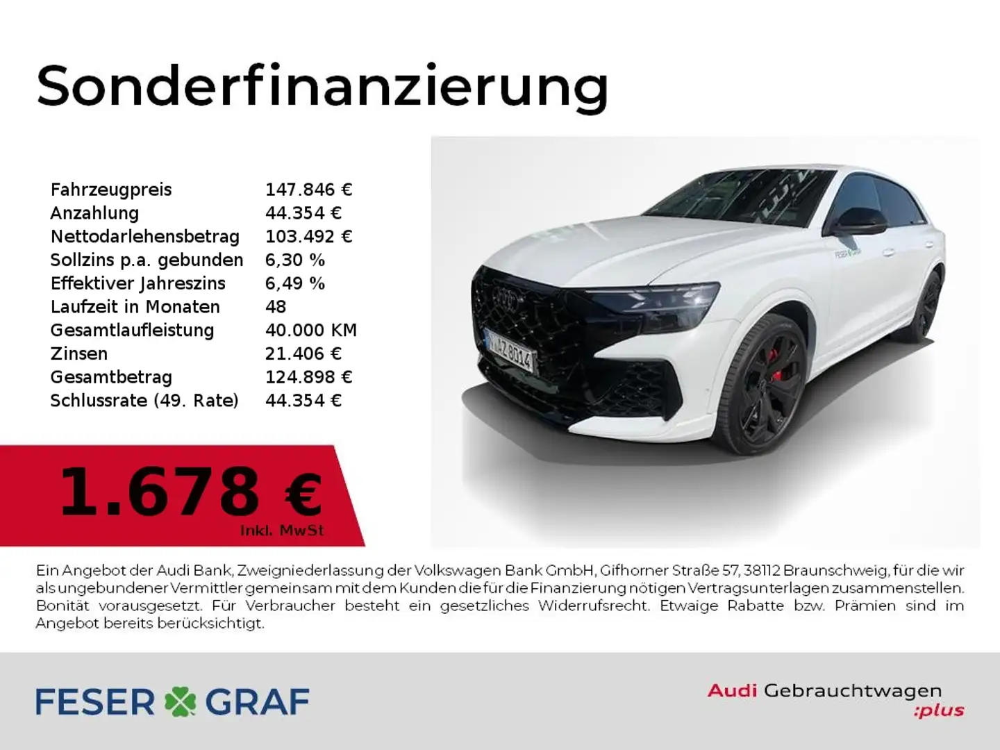 Audi RS Q8 Pano,Standhzg,HUD,Sitzbel,B&OAdv,AHK,HDMatrix Weiß - 1