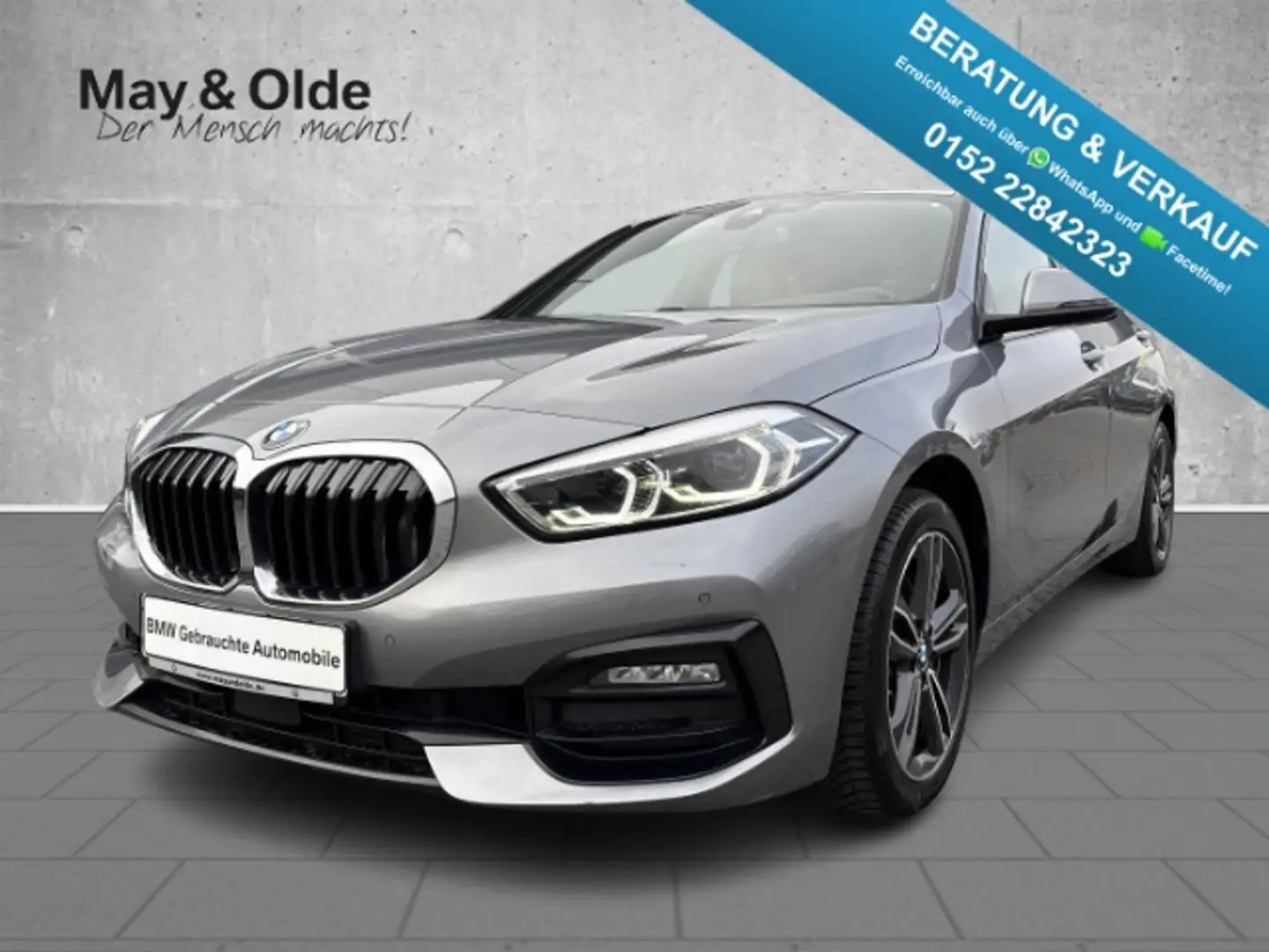 BMW 118 d Sport Line AHK Navi LED T-Leder PA SHZ Grigio - 1