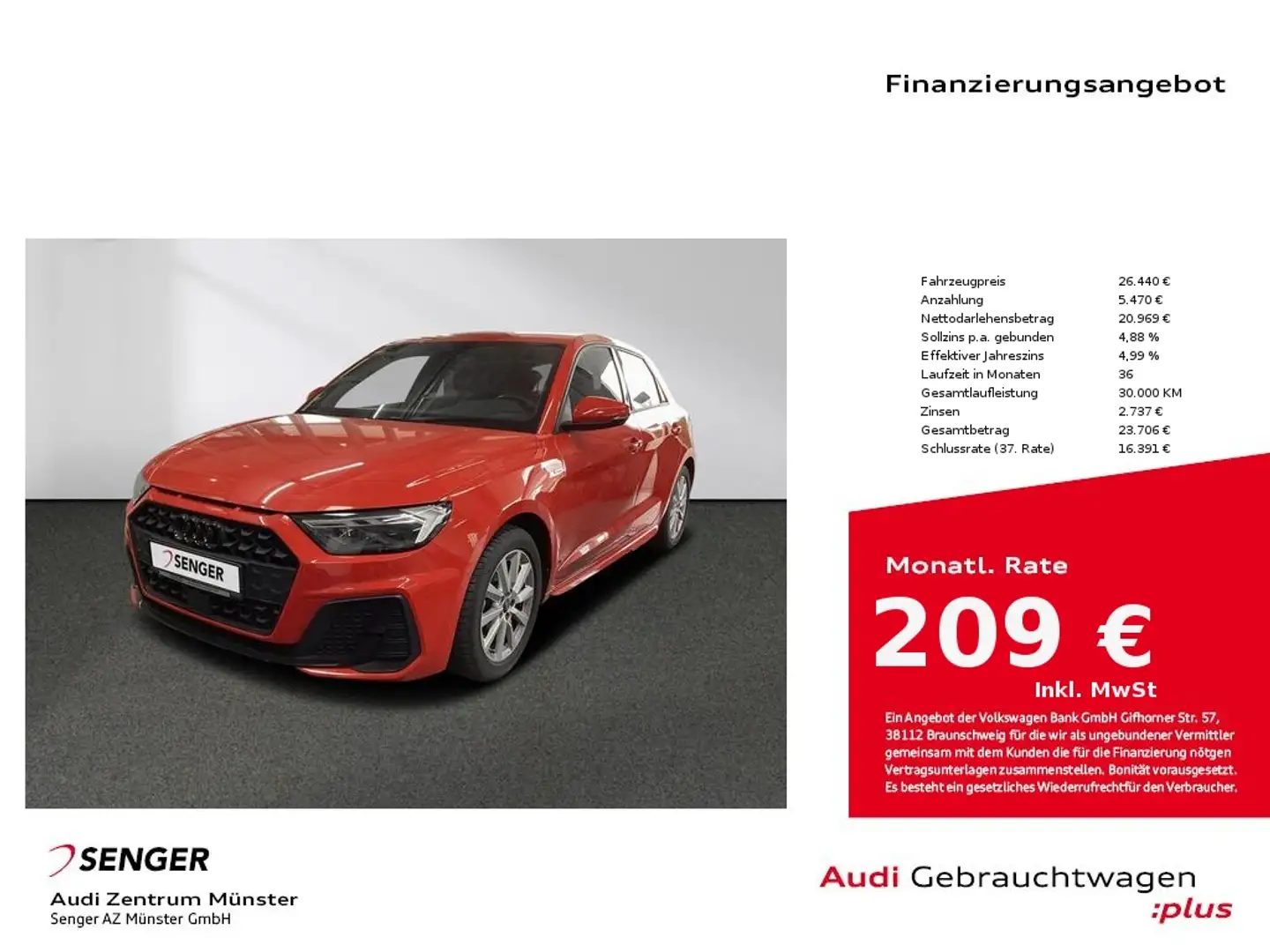 Audi A1 Sportback 35 TFSI S line Kamera Navi LED Rot - 1