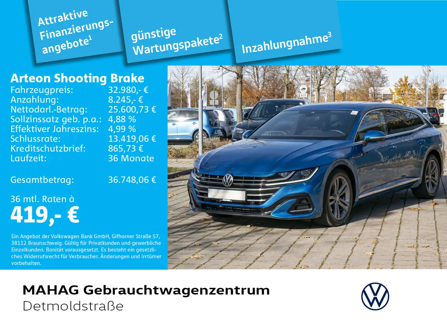 Volkswagen Arteon Arteon ShootingBrake 2.0 TDI R-Line Navi LED Key Blau - 1