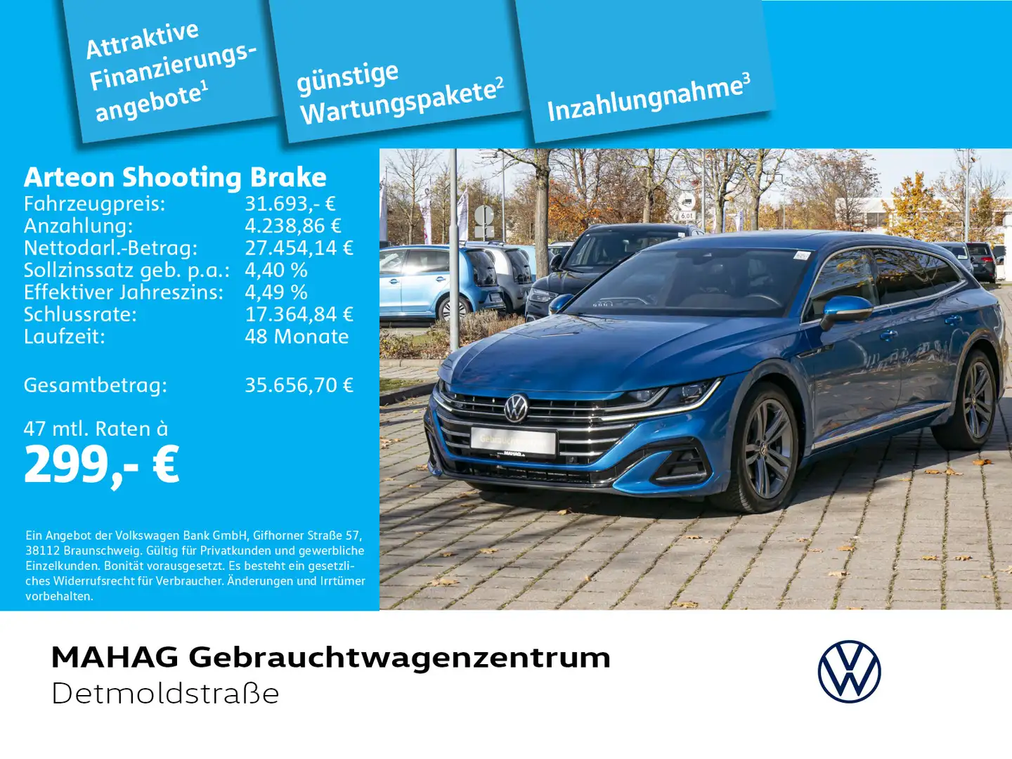 Volkswagen Arteon Arteon ShootingBrake 2.0 TDI R-Line Navi LED Key Blau - 1