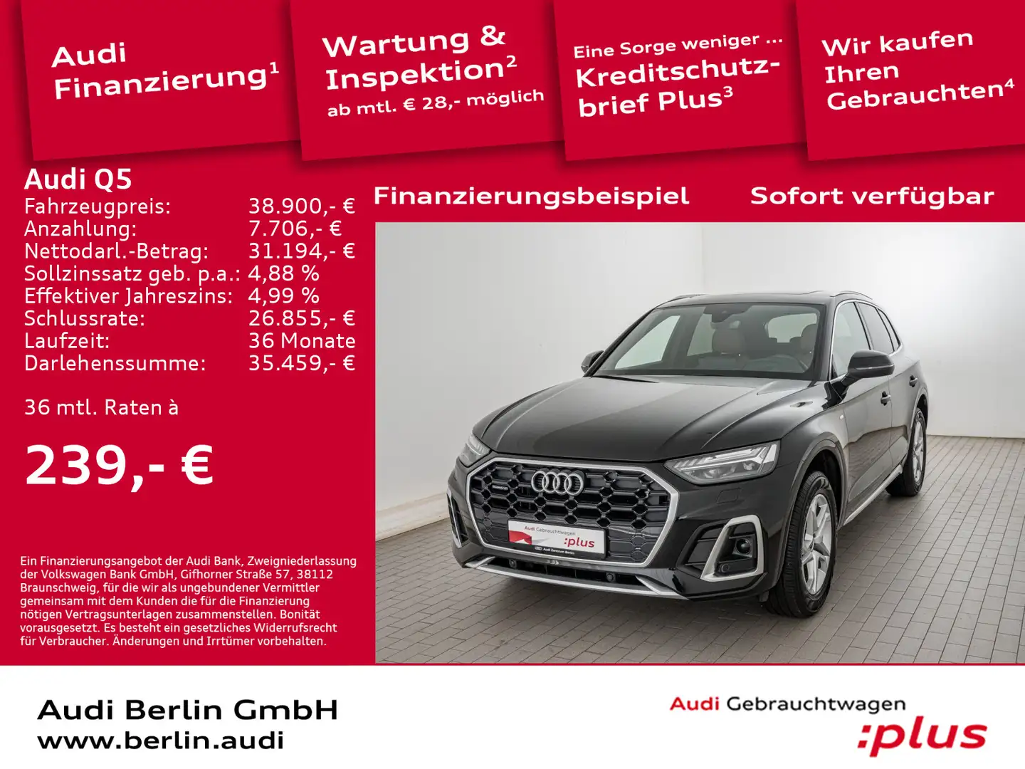 Audi Q5 S line 40 TDI qu.S tr.  AHK MATRIX NAVI HUD Black - 1
