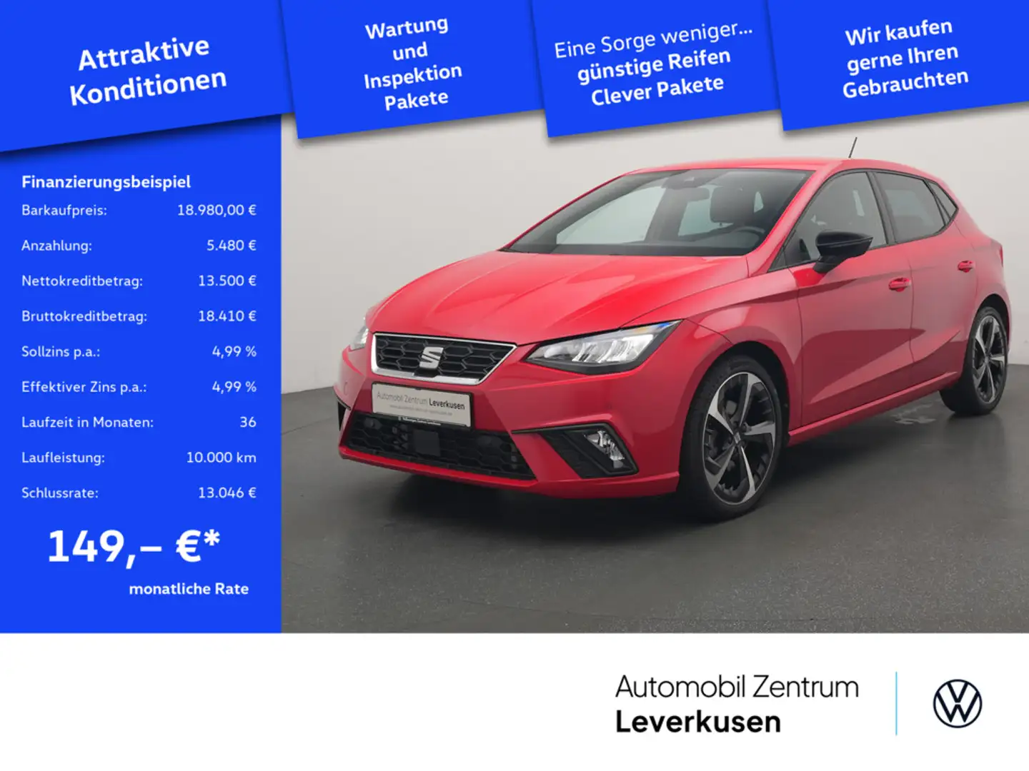 SEAT Ibiza FR DSG VIRT LED KAM SHZ PDC PORT NAVI Rot - 1