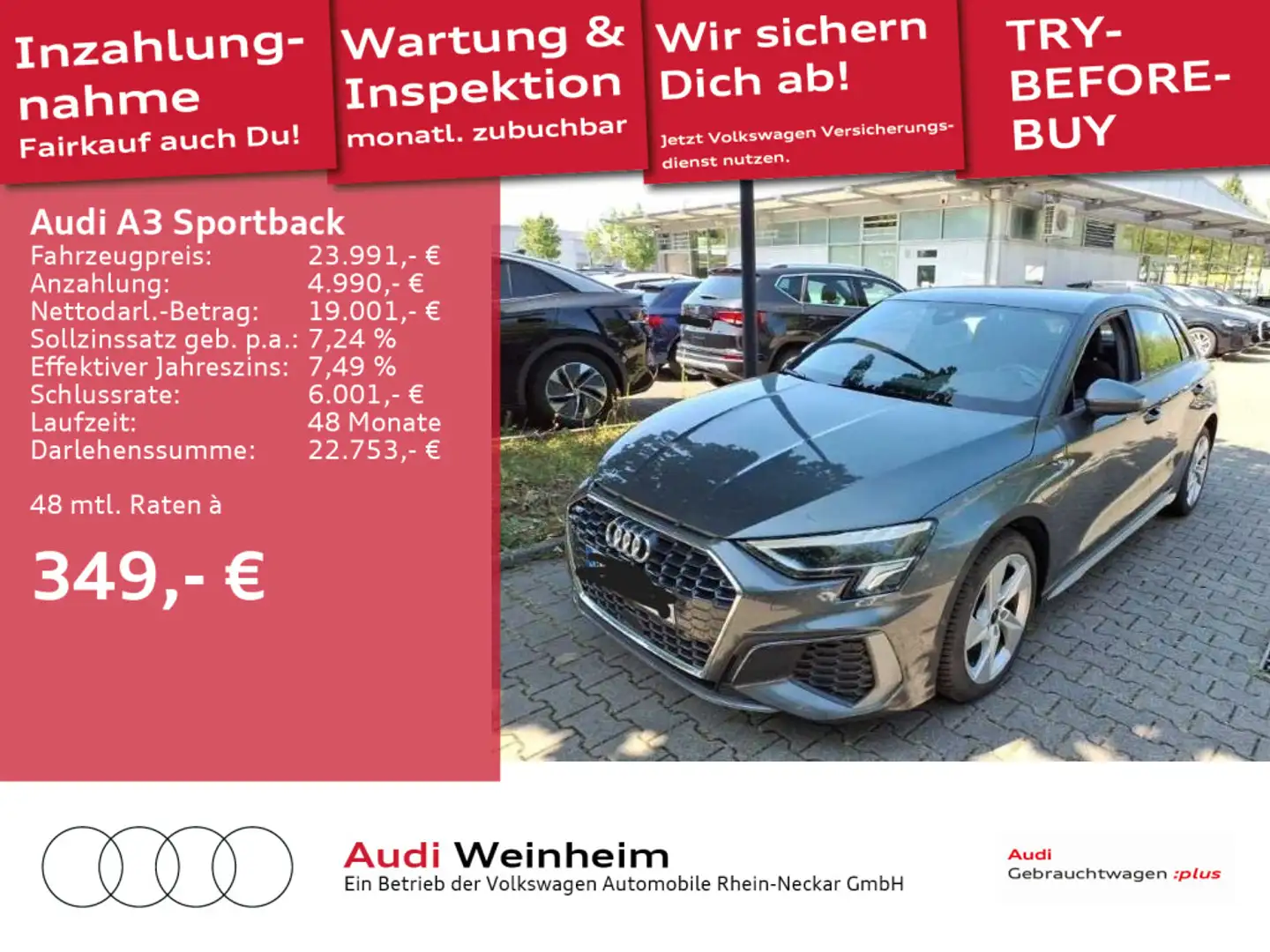 Audi A3 40 TFSIe S-Line LED S-tronic uvm Grau - 1