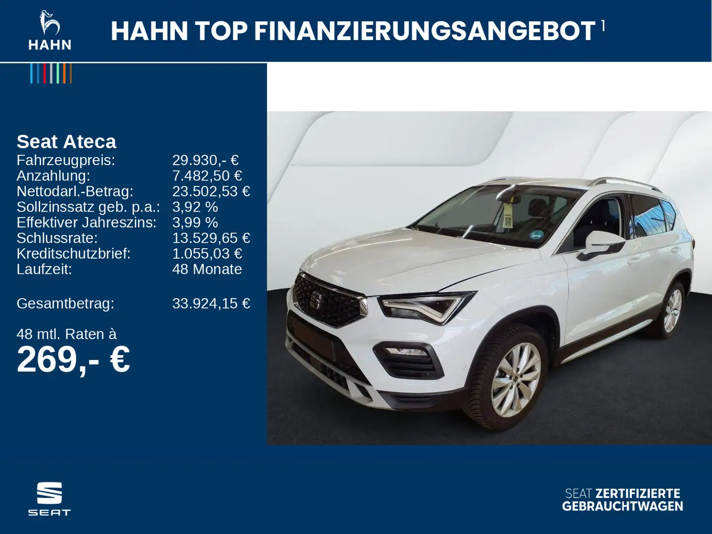 SEAT Ateca 1.5TSI DSG Xperience ACC AHK Cam LED Navi Weiß - 2