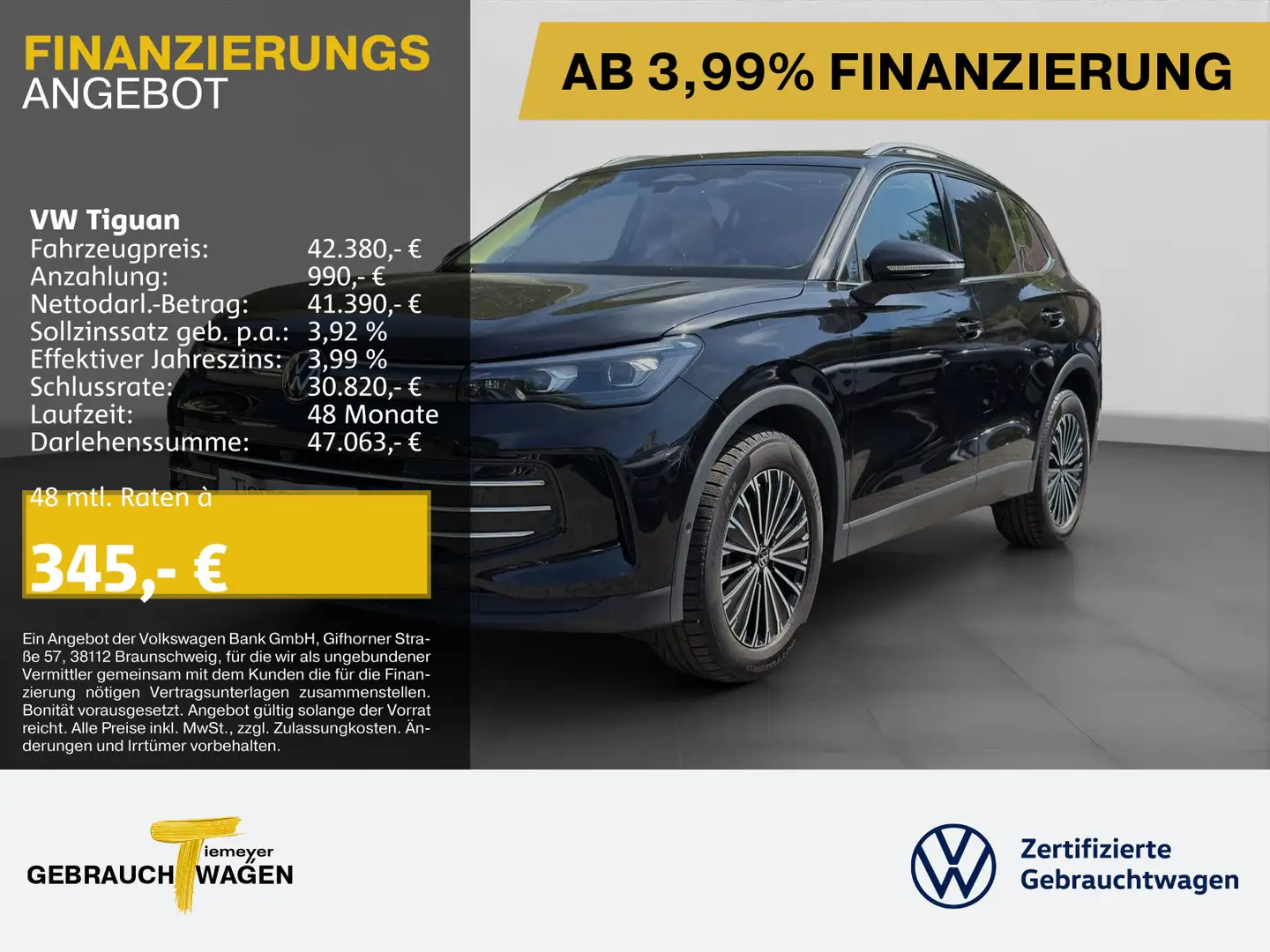 Volkswagen Tiguan 2.0 TDI DSG ELEGANCE LEDER DCC HuD ST.HEI Schwarz - 1