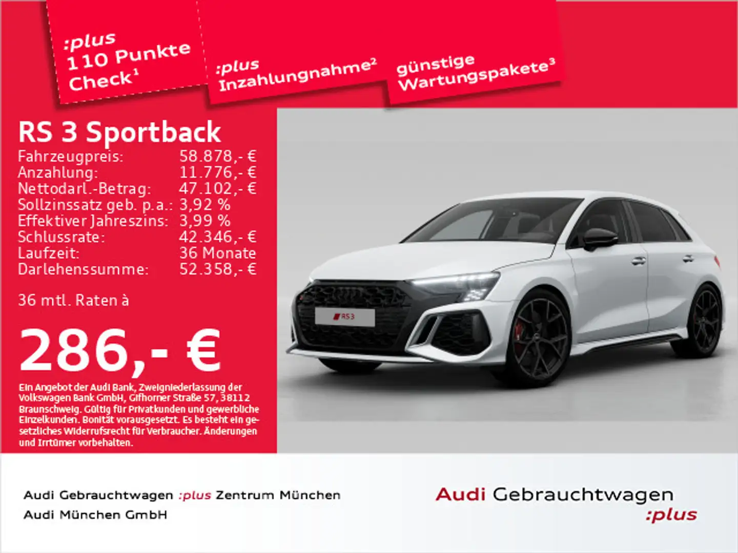 Audi RS3 RS3 Sportback S tronic B&O/Sportabgas//Matrix/Hu Weiß - 1