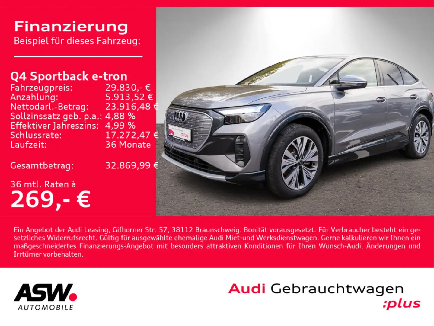 Audi Q4 e-tron Q4 Sportback 35 e-tron NAVI LED HUD RFK SHZ ACC Grau - 1