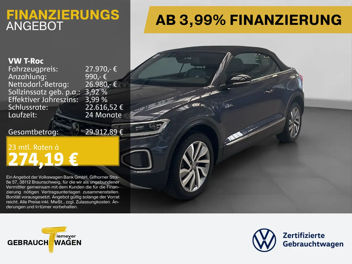 Volkswagen T-Roc Cabrio 1.0 TSI GOAL+ LM18 ASSIST AHK KAMER Grau - 1