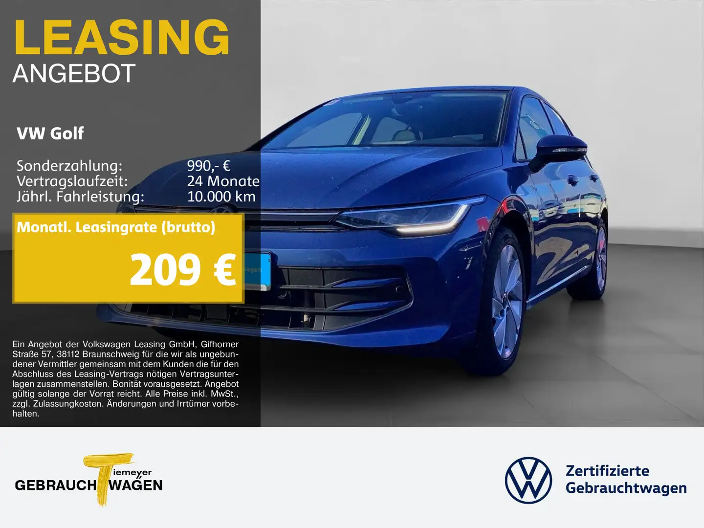 Volkswagen Golf 1.5 TSI LIFE PANO ASSIST LM17 AHK Blau - 1