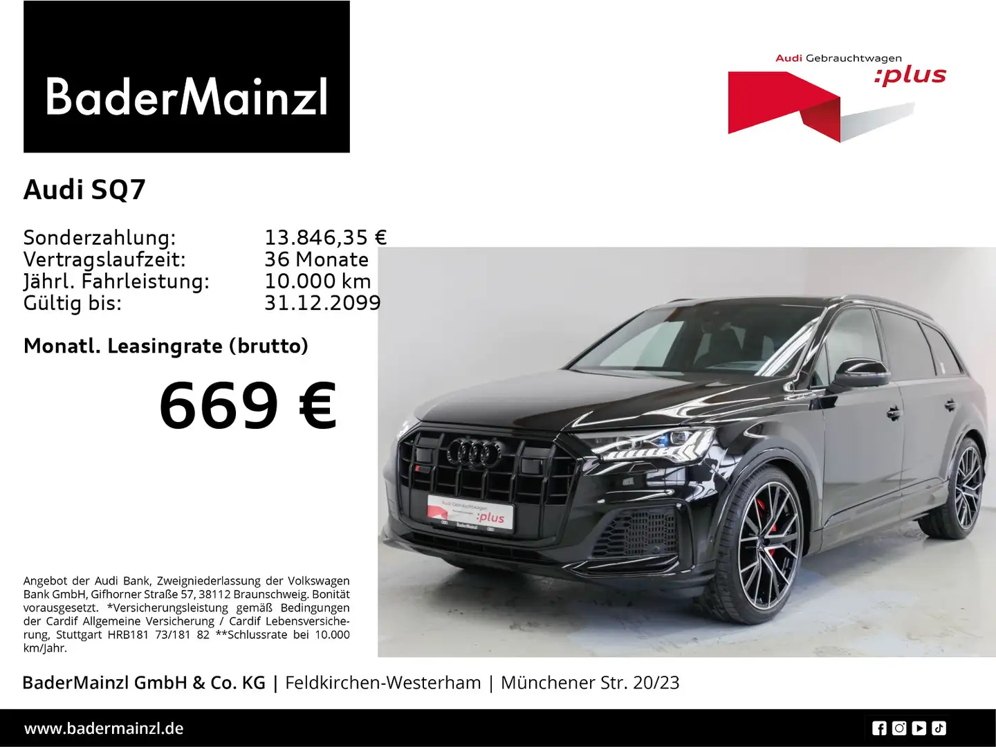 Audi SQ7 4.0 V8 TFSI tiptronic B&O Pano StdHzg Matrix Schwarz - 1