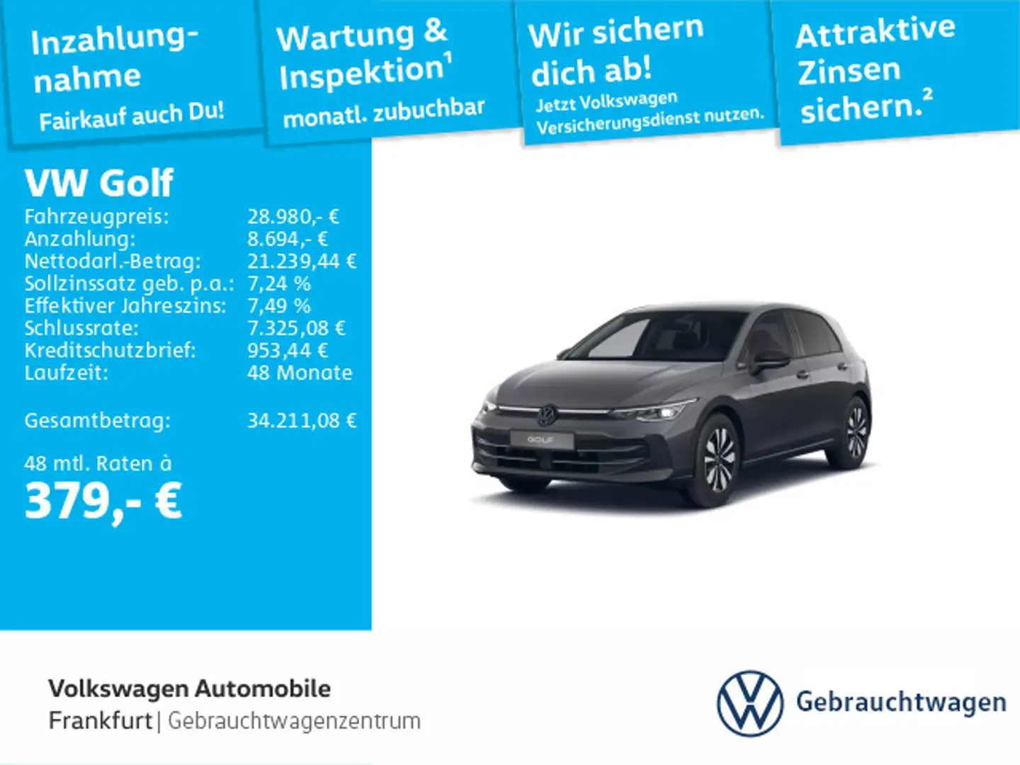 Volkswagen Golf VIII 1.5 eTSI DSG Goal DAB+ IQLight Navi Fr Grau - 1