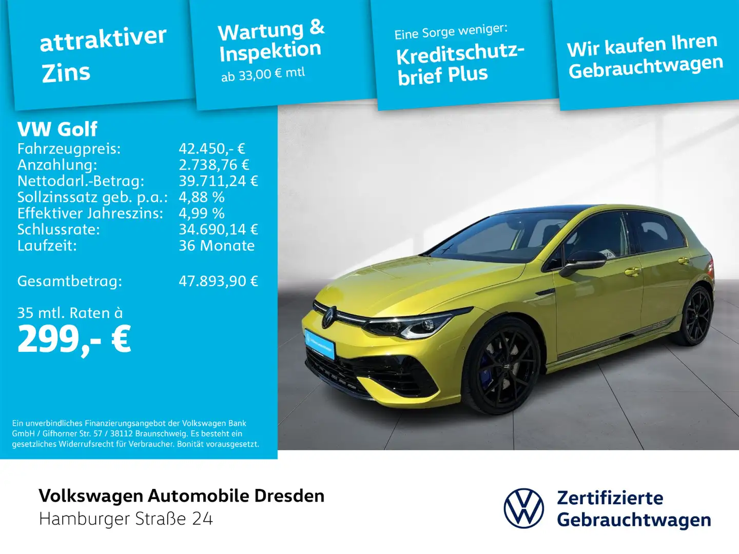 Volkswagen Golf VIII R 333 LIMITED EDITION AKRAPOVIČ HARMAN Gelb - 1