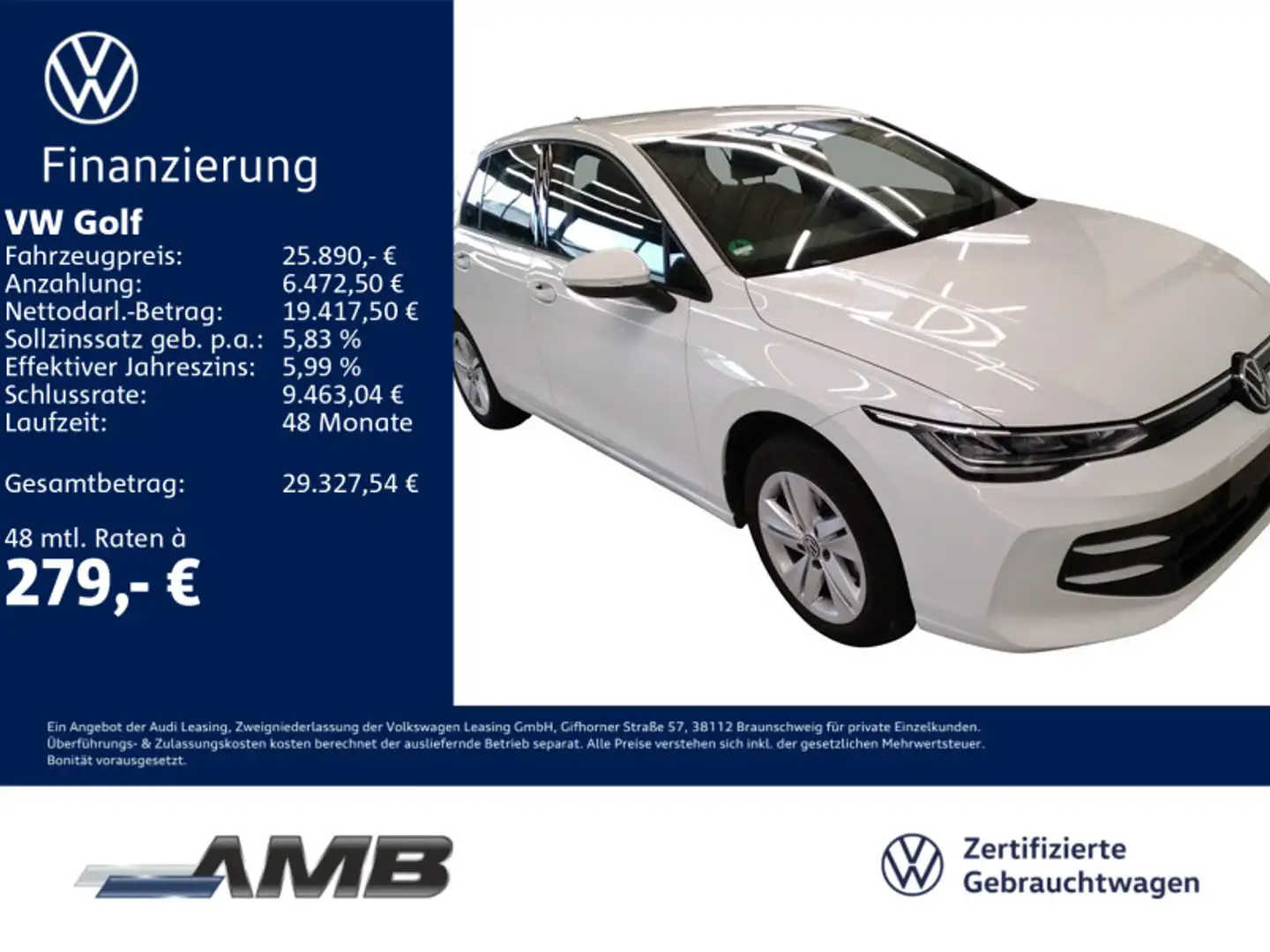 Volkswagen Golf Life 1.5 TSI LED/Nav/Standhzg/04.30Garantie Weiß - 1