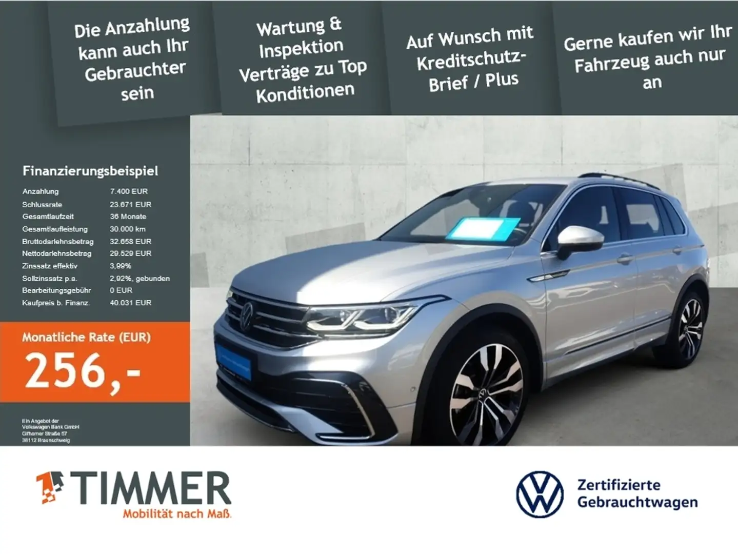 Volkswagen Tiguan 2.0 TSI DSG 4M R-LINE *IQ.LIGHT *360° *AHK *ACC * Silber - 1