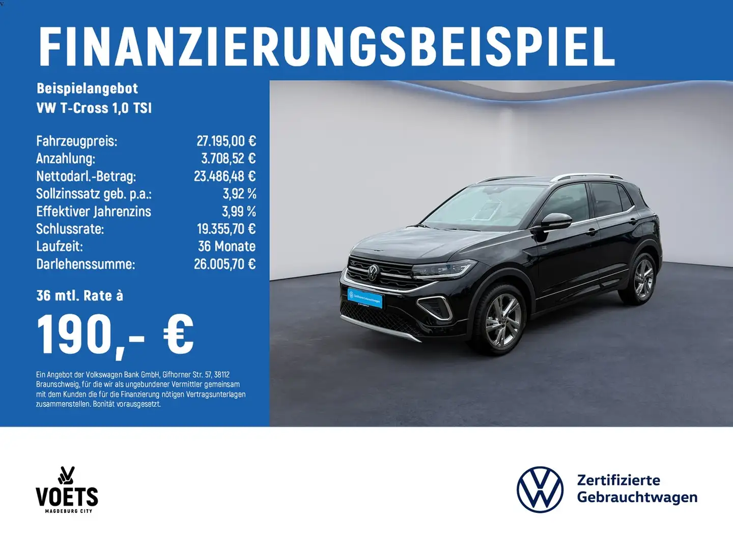 Volkswagen T-Cross 1,0 TSI R-Line DSG+NAVI+IQ-LIGHT+DIGICOCKPIT Schwarz - 2
