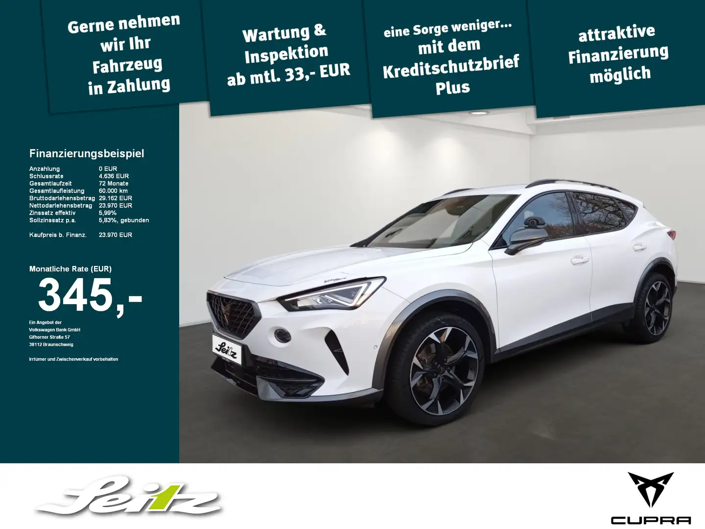 CUPRA Formentor 2.0 TDI DSG 4Drive Navi. Rückfahrkamera. Einparkhi Wit - 1